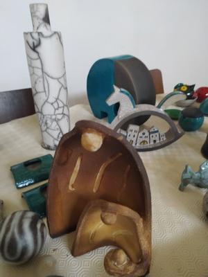 Pièces raku, raku nu, réalisées lors de ce stage raku : cuissons électrique et gaz
