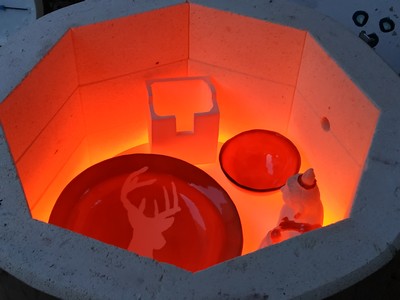 Ouverture du four (2ème cuisson gaz raku)